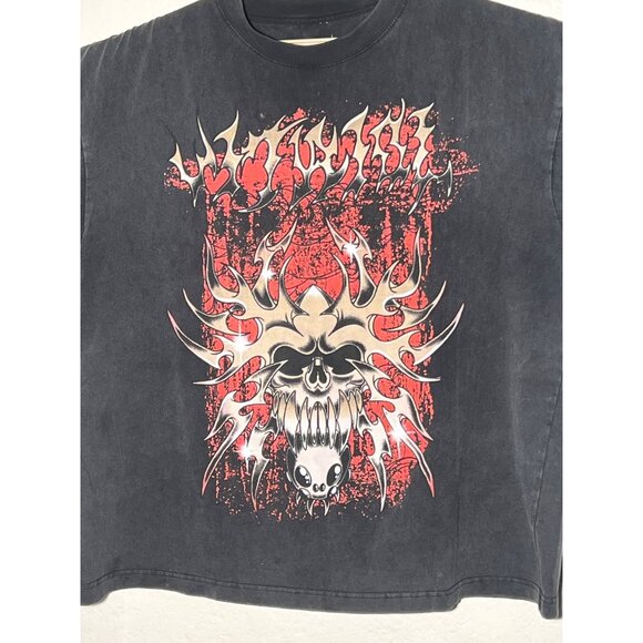 Vintage Vitriol Graphic Tee Skull & Flames Design Black Red Unisex X-Large - Picture 7 of 10